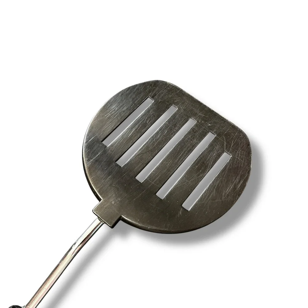 VTG Slotted Spatula Stainless Steel Plastic Turner Black Handle Round 11 Inch‎